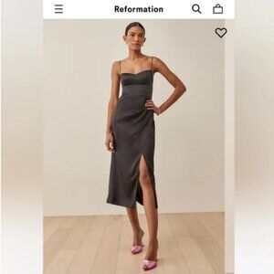 Reformation Black Marguerite Silk Dress (Like new!)